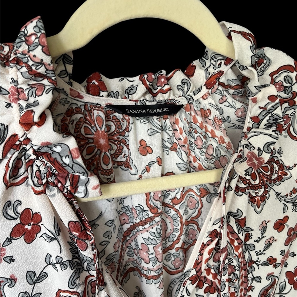 Banana Republic Women's Paisley Print Dress - Cream and Brown - Picture 6 of 8